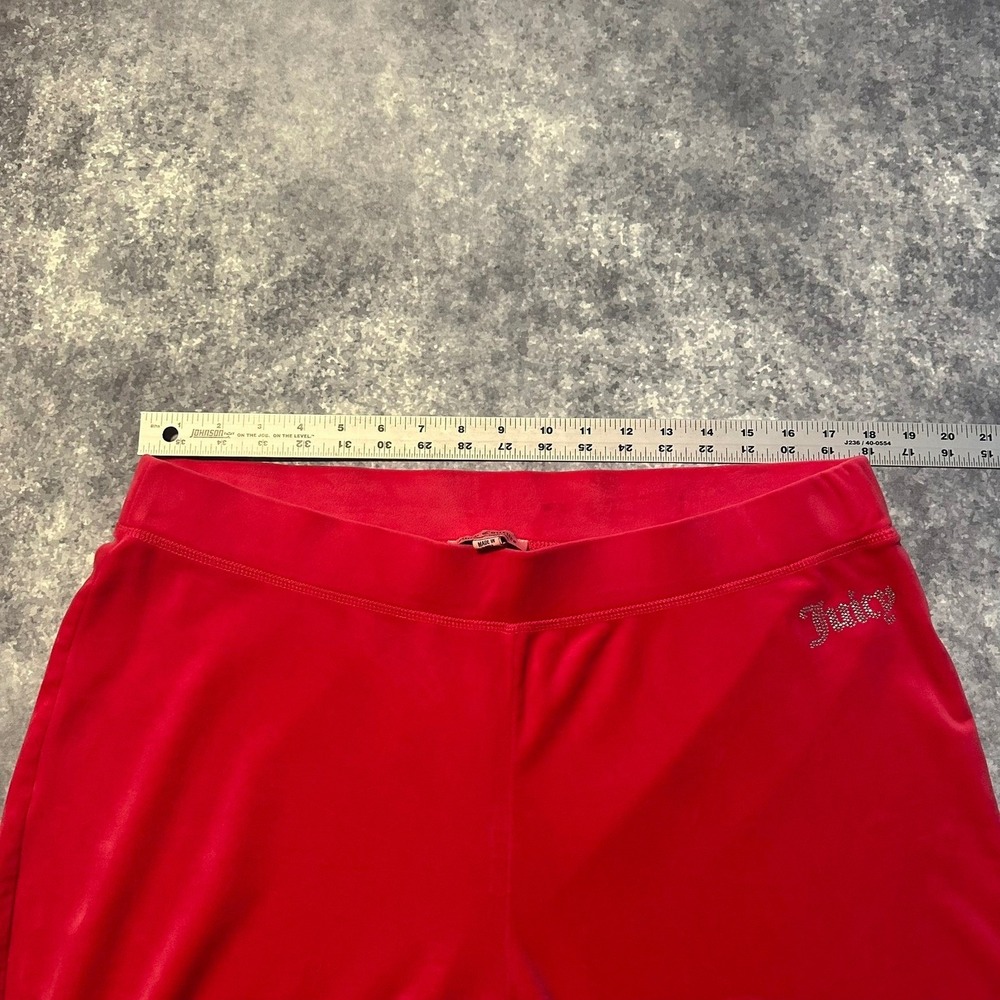 Juicy Couture Velour Track Pants Pink Sparkle Logo Women's XXL Bell Bottom Flare - Picture 4 of 8